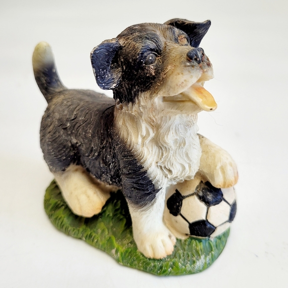 Vintage Tender Times Dog Playing With a Soccer Ball - Picture 1 of 9